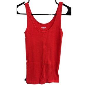 Old Navy Slim Fit Ribbed Red Tank Top Y2K Sleeveless Shirt Sz S